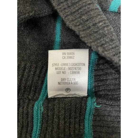 Theory Lonnie S Cashcotton Gray Apollo Stripe Cashmere Blend Cardigan Large - Picture 10 of 11